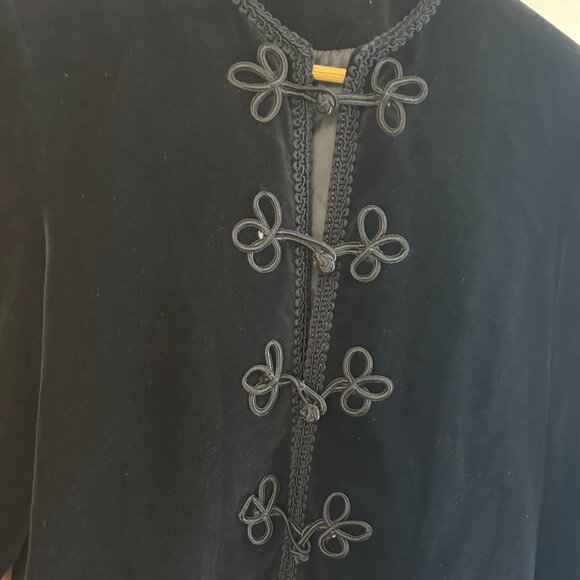 Vintage 1980s Japanese Black Velvet Frog Closure Jacket Women's Small - Picture 4 of 11